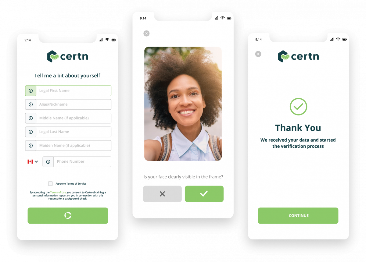 Certn Lime Background Check_Mobile Display and Confirmation Page